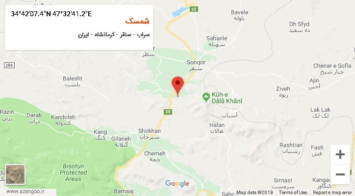 روستای شمسک بر روی نقشه