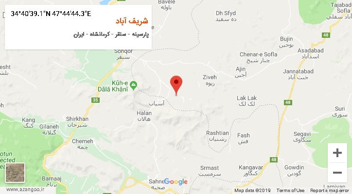 روستای شریف آباد بر روی نقشه