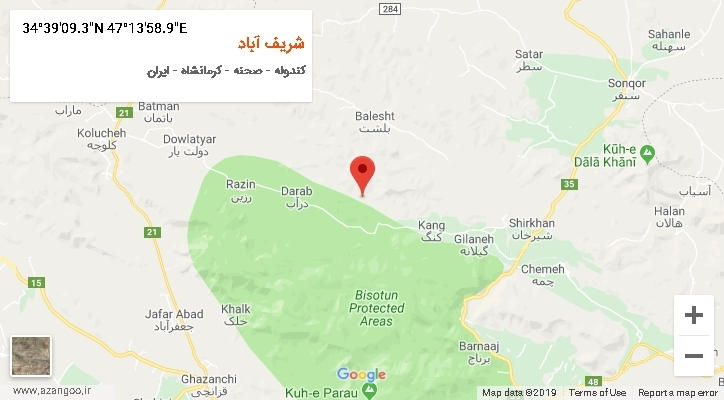 روستای شریف آباد بر روی نقشه