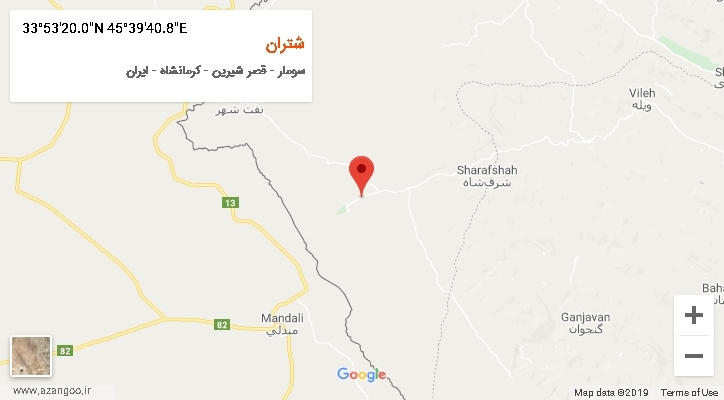 روستای شتران بر روی نقشه