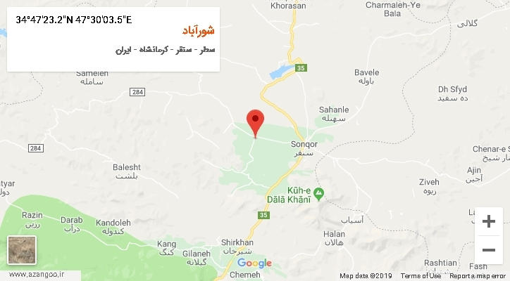 روستای شورآباد بر روی نقشه