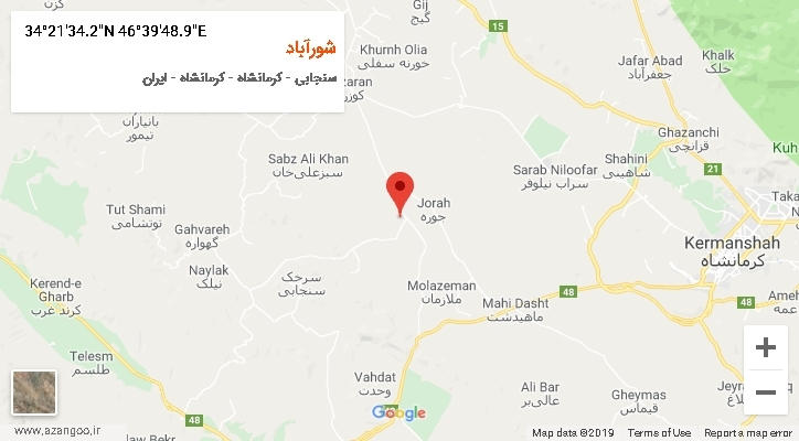 روستای شورآباد بر روی نقشه