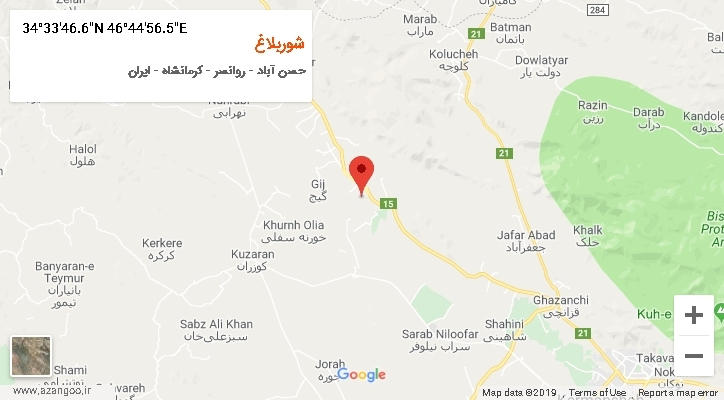 روستای شوربلاغ بر روی نقشه