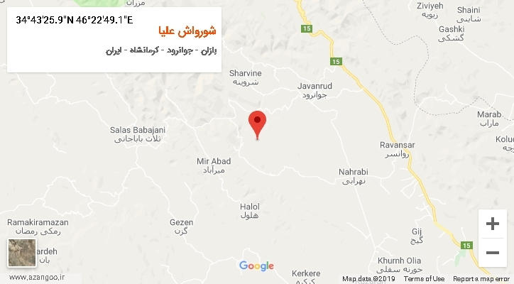 روستای شورواش علیا بر روی نقشه