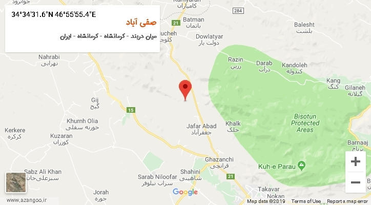 روستای صفی آباد بر روی نقشه