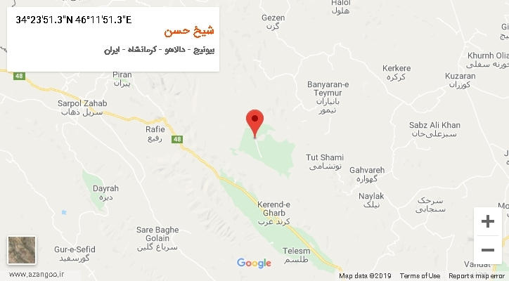 روستای شیخ حسن بر روی نقشه