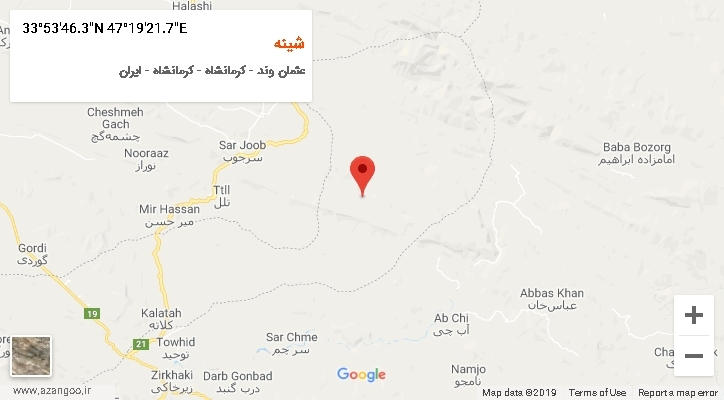 روستای شینه بر روی نقشه