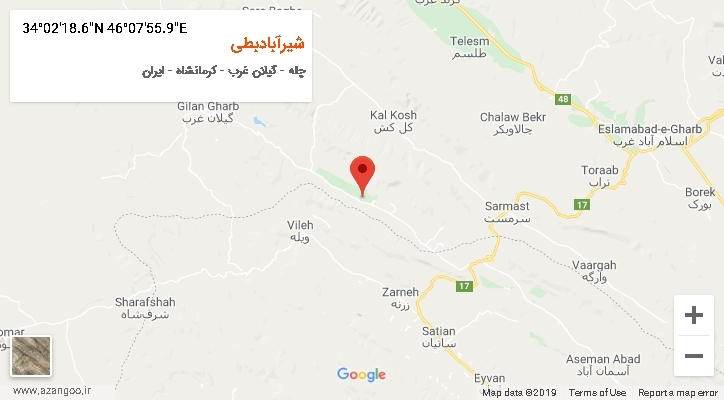 روستای شیرآبادبطی بر روی نقشه