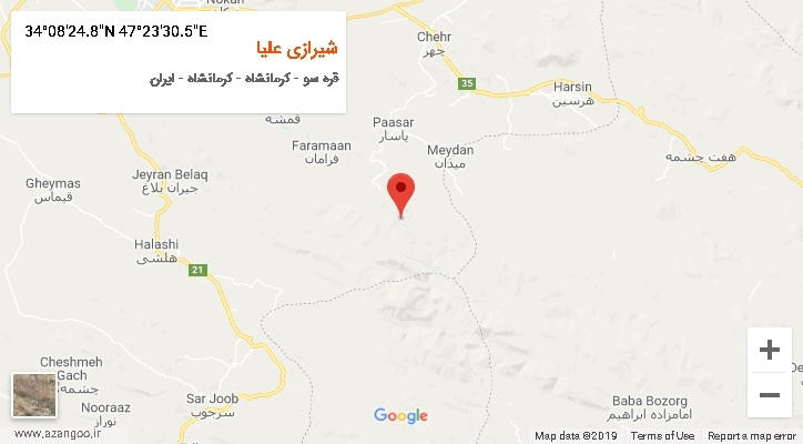 روستای شیرازی علیا بر روی نقشه