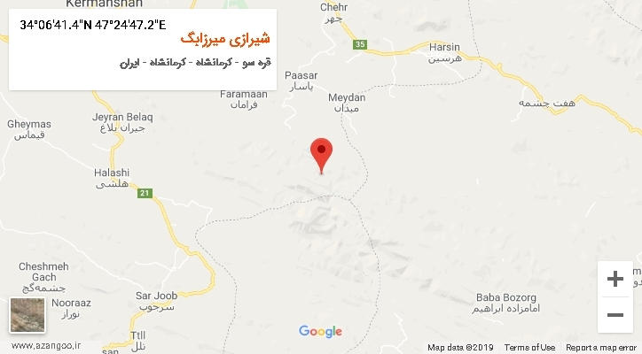 روستای شیرازی میرزابگ بر روی نقشه