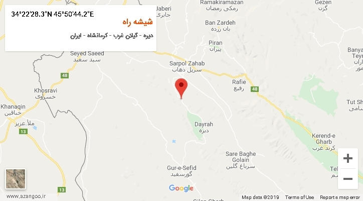 روستای شیشه راه بر روی نقشه