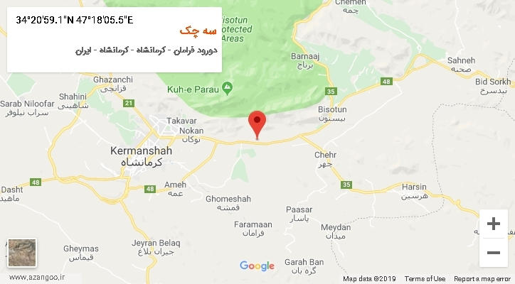 روستای سه چک بر روی نقشه
