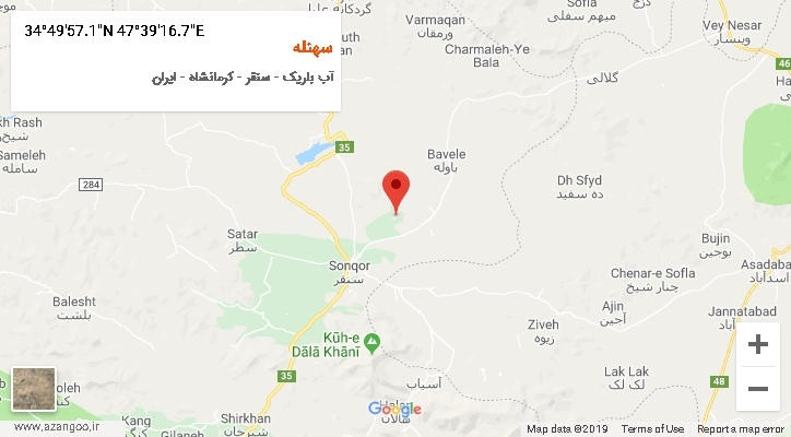روستای سهنله بر روی نقشه