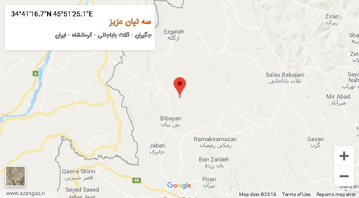 روستای سه تپان عزیز بر روی نقشه