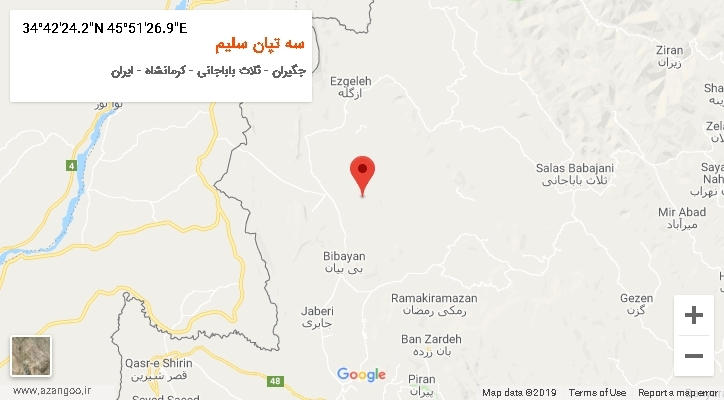 روستای سه تپان سلیم بر روی نقشه