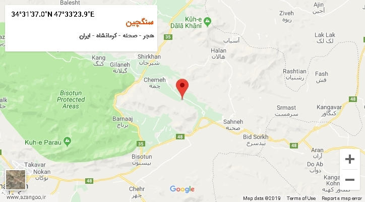 روستای سنگچین بر روی نقشه