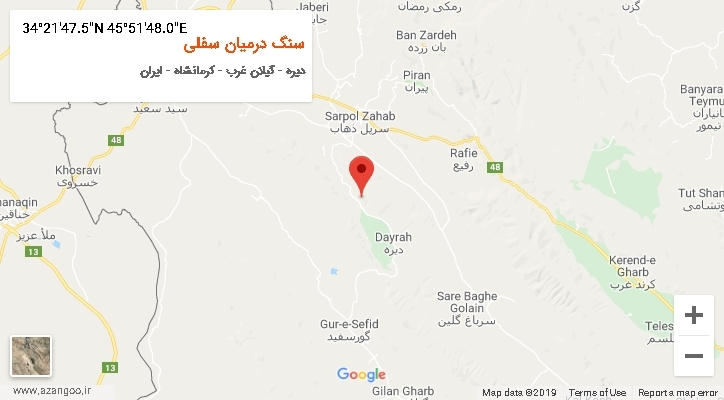 روستای سنگ درمیان سفلی بر روی نقشه