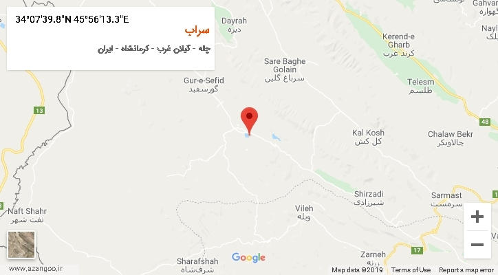 روستای سراب بر روی نقشه