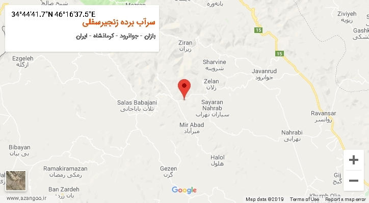 روستای سرآب برده زنجیرسفلی بر روی نقشه
