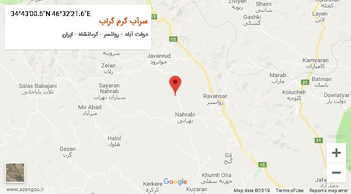 روستای سرآب گرم گراب بر روی نقشه