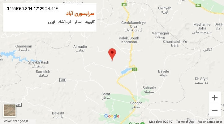 روستای سرابسورن آباد بر روی نقشه