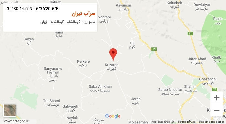 روستای سرآب تیران بر روی نقشه