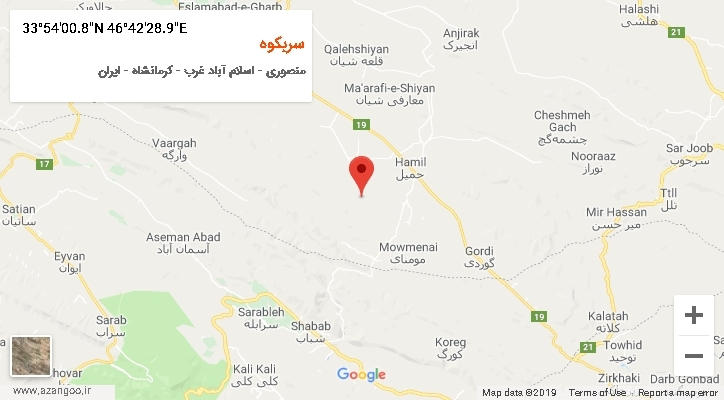 روستای سربکوه بر روی نقشه