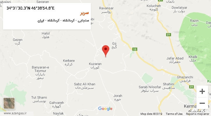 روستای سربر بر روی نقشه