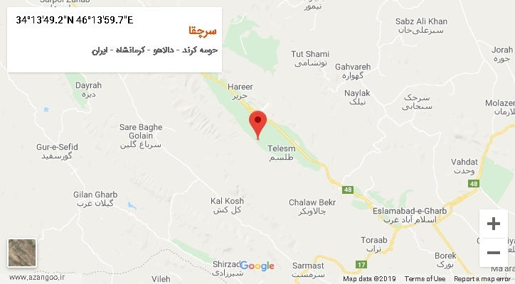 روستای سرچقا بر روی نقشه