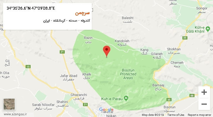 روستای سرچمن بر روی نقشه