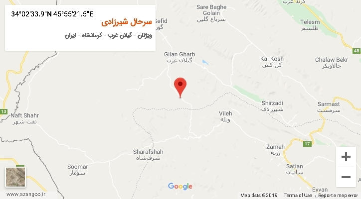 روستای سرحال شیرزادی بر روی نقشه