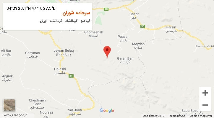 روستای سرجامه شوران بر روی نقشه