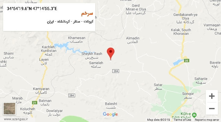 روستای سرخم بر روی نقشه