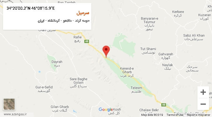 روستای سرمیل بر روی نقشه