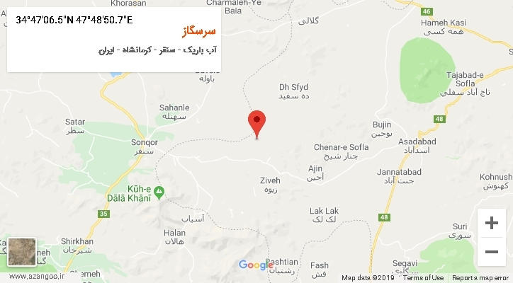 روستای سرسگاز بر روی نقشه