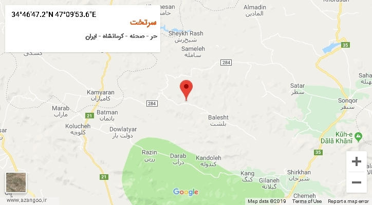 روستای سرتخت بر روی نقشه