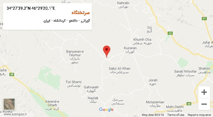 روستای سرتختگاه بر روی نقشه