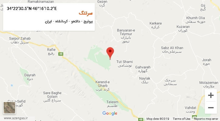روستای سرتنگ بر روی نقشه