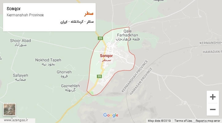 دهستان سطر بر روی نقشه