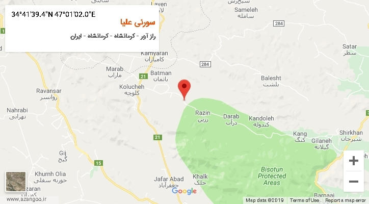 روستای سورنی علیا بر روی نقشه