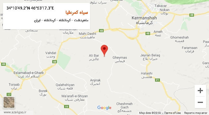روستای سیاه کمرعلیا بر روی نقشه