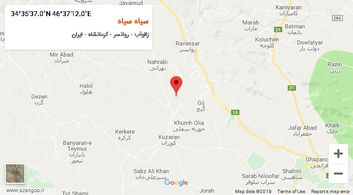 روستای سیاه سیاه بر روی نقشه
