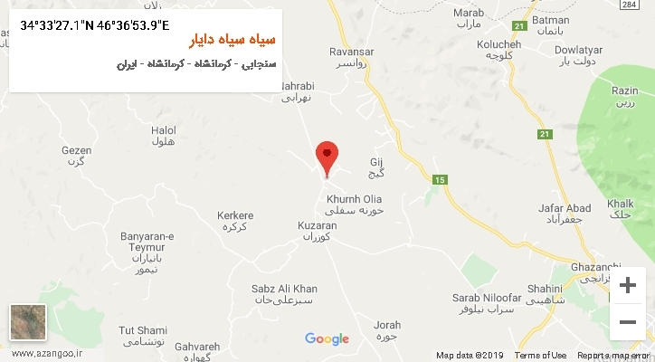 روستای سیاه سیاه دایار بر روی نقشه