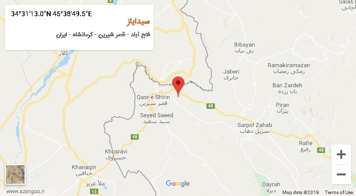 روستای سیدایاز بر روی نقشه