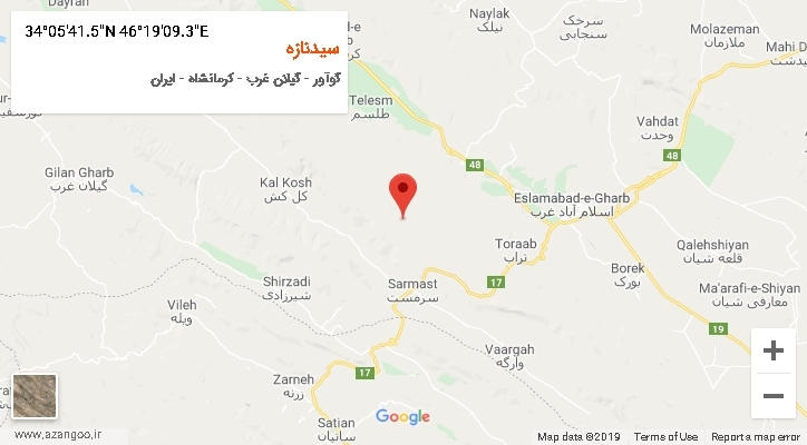 روستای سیدنازه بر روی نقشه