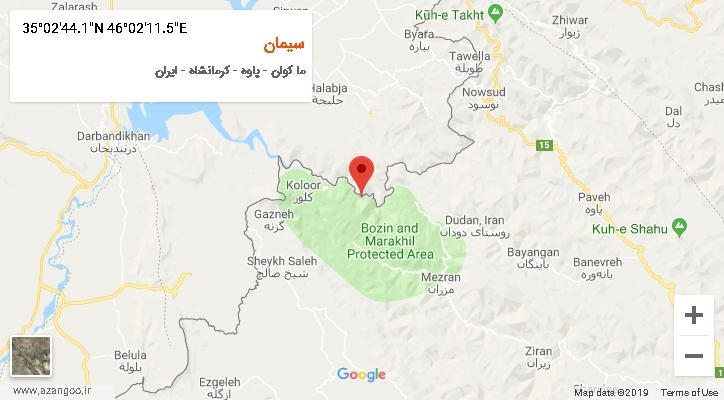 روستای سیمان بر روی نقشه