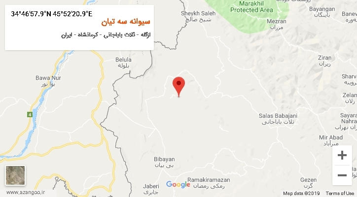 روستای سیوانه سه تیان بر روی نقشه