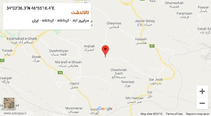 روستای تالاندشت بر روی نقشه