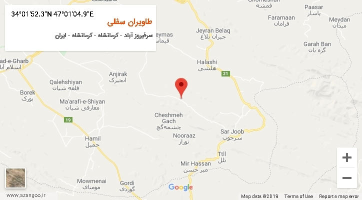روستای طاویران سفلی بر روی نقشه