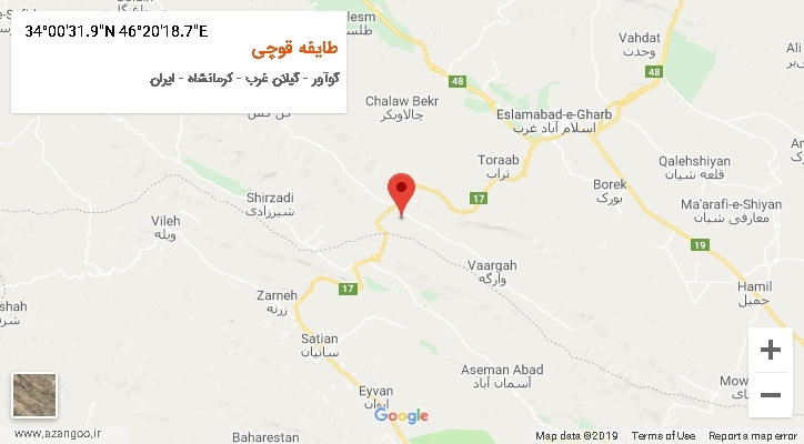 روستای طایفه قوچی بر روی نقشه